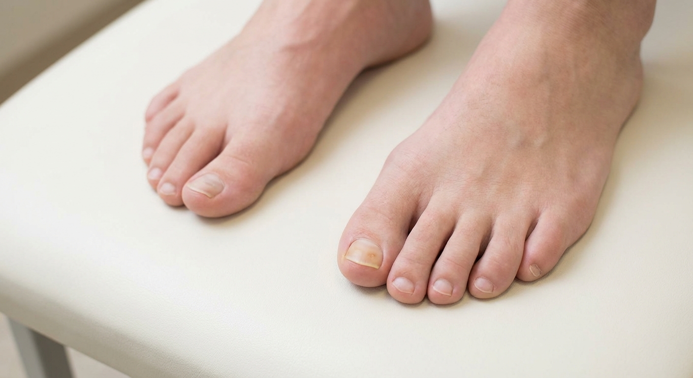 Легкое изменение цвета ногтей на ногах